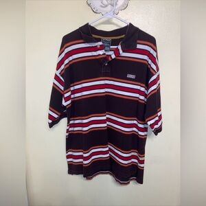 Mens y2k Avirex striped polo shirt . Size XL
